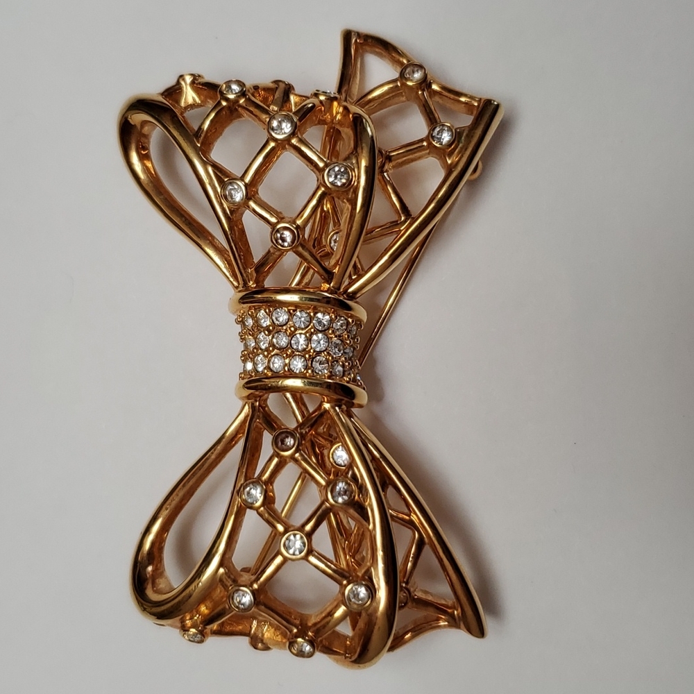 Swarovski Golden Bow Brooch